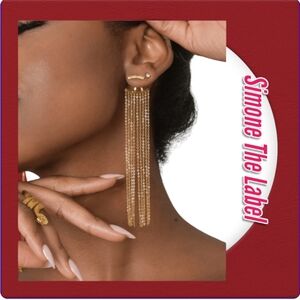 Simone The Label Waterfall Studs Long Gold Statement Earring
